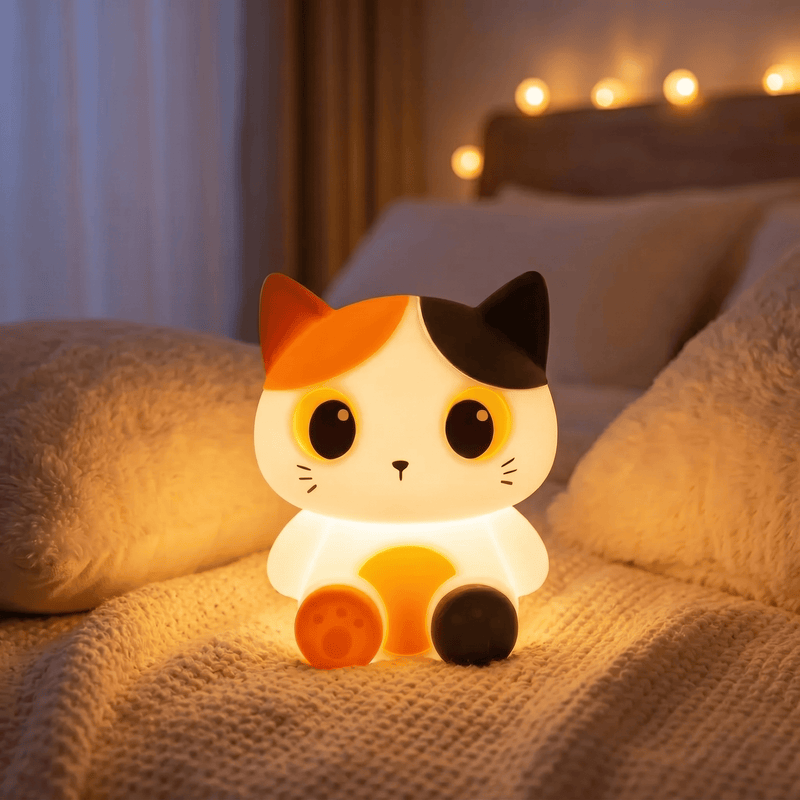 Veilleuse Chat Tactile et Rechargeable à Lumière Chaude
