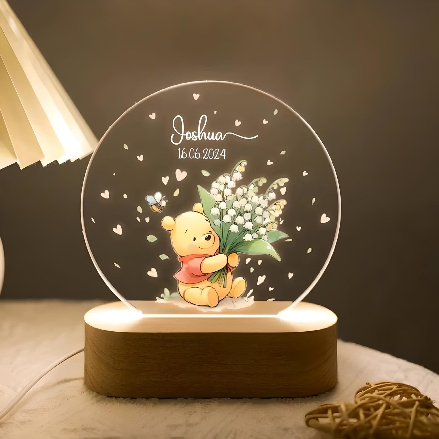 Veilleuse Personnalisée Winnie l'Ourson avec Prénom Muguet