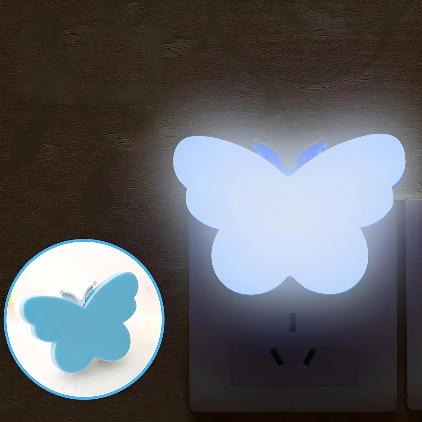 Veilleuse Prise Papillon LED Bleu