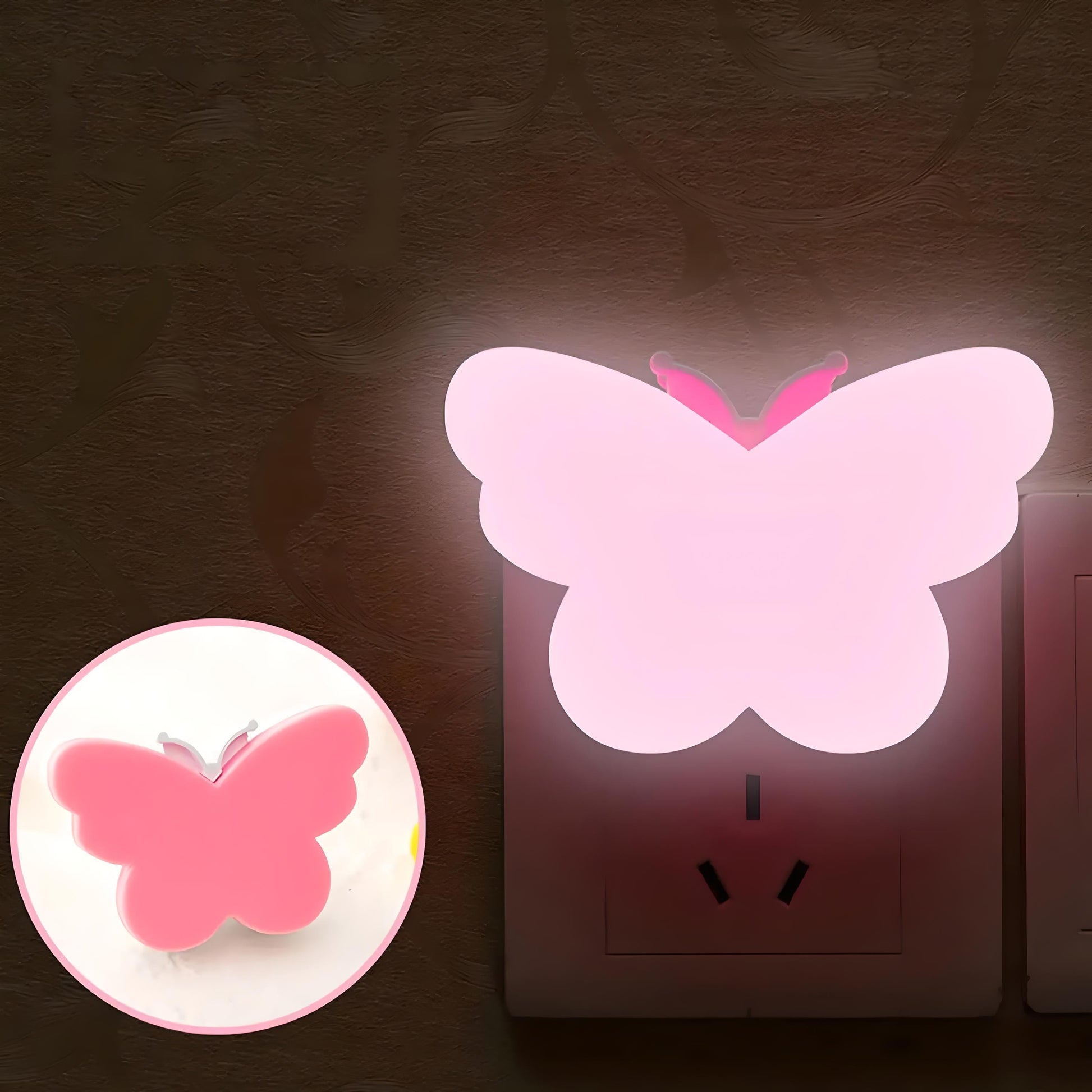 Veilleuse Prise Papillon LED Rose