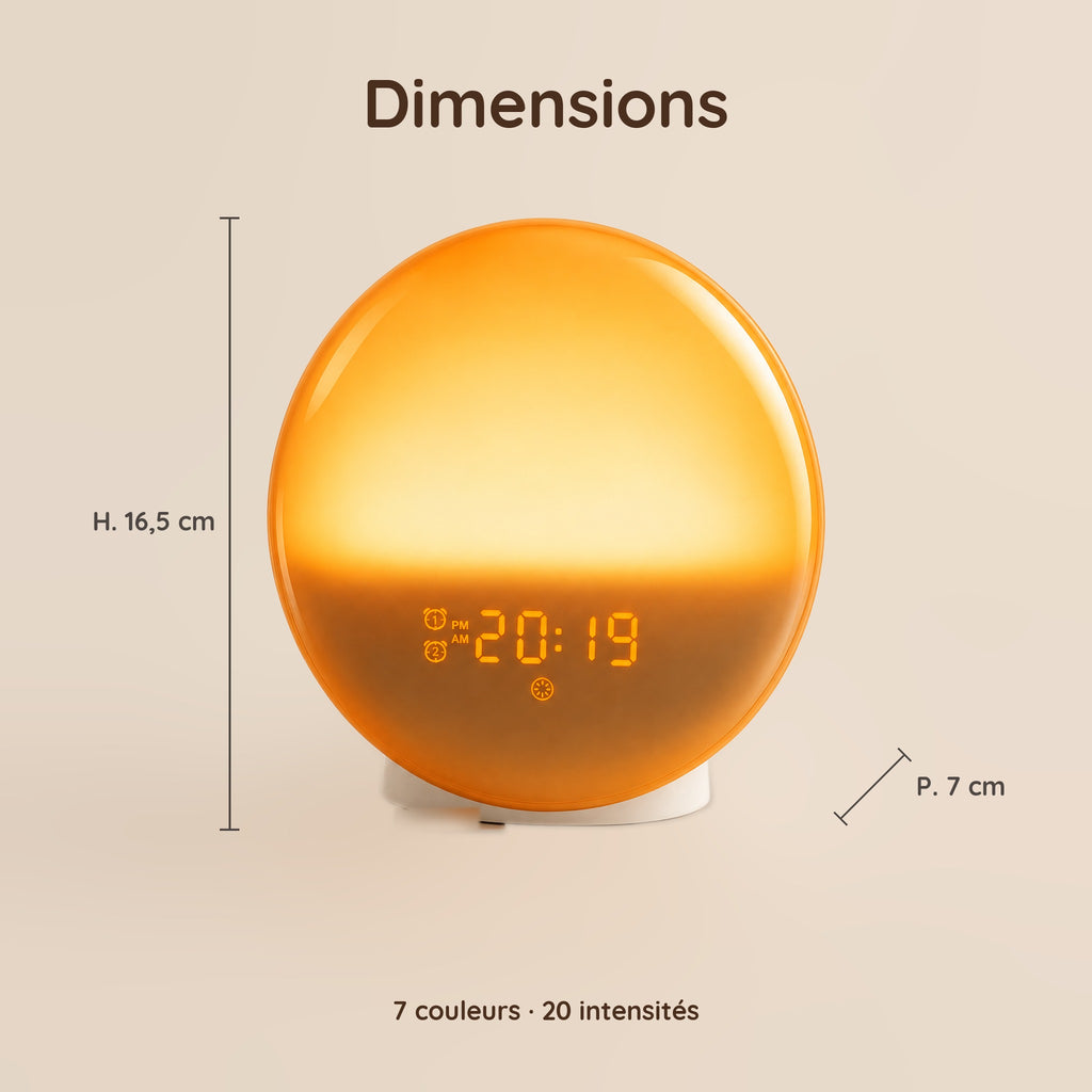 Dimensions – Veilleuse Réveil Simulateur d'Aube