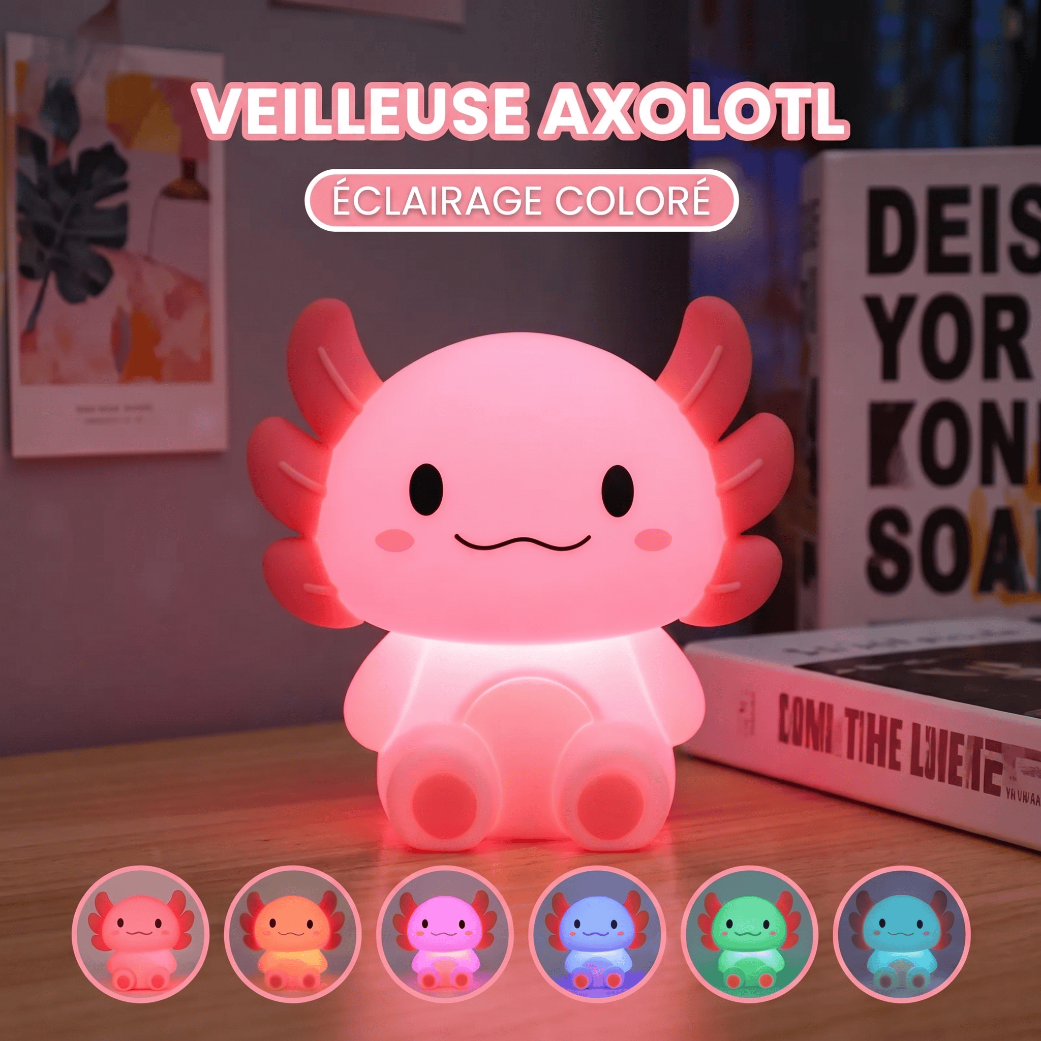 Veilleuse Axolotl Rechargeable avec Minuterie
