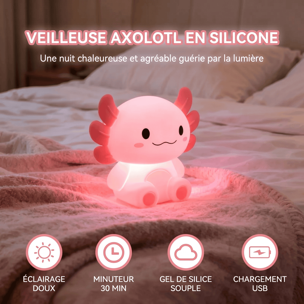 Veilleuse Axolotl Rechargeable avec Minuterie