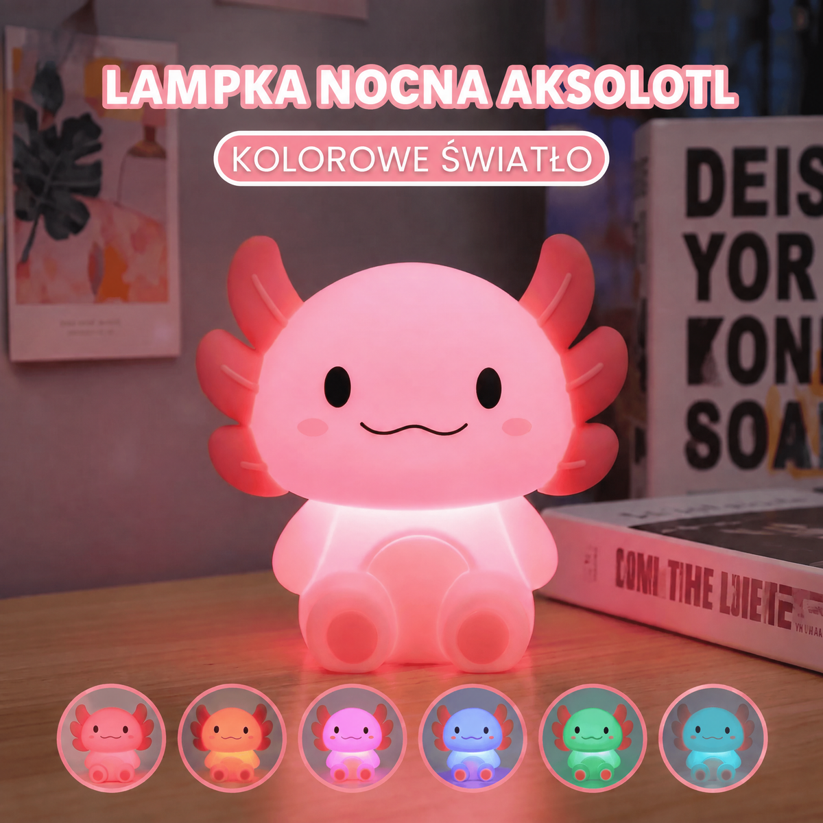 Ładowana lampka nocna aksolotl z wyłącznikiem czasowym