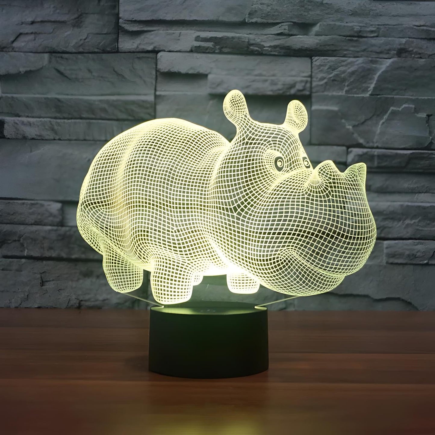 Veilleuse bébé hippopotame 3D pour enfant 