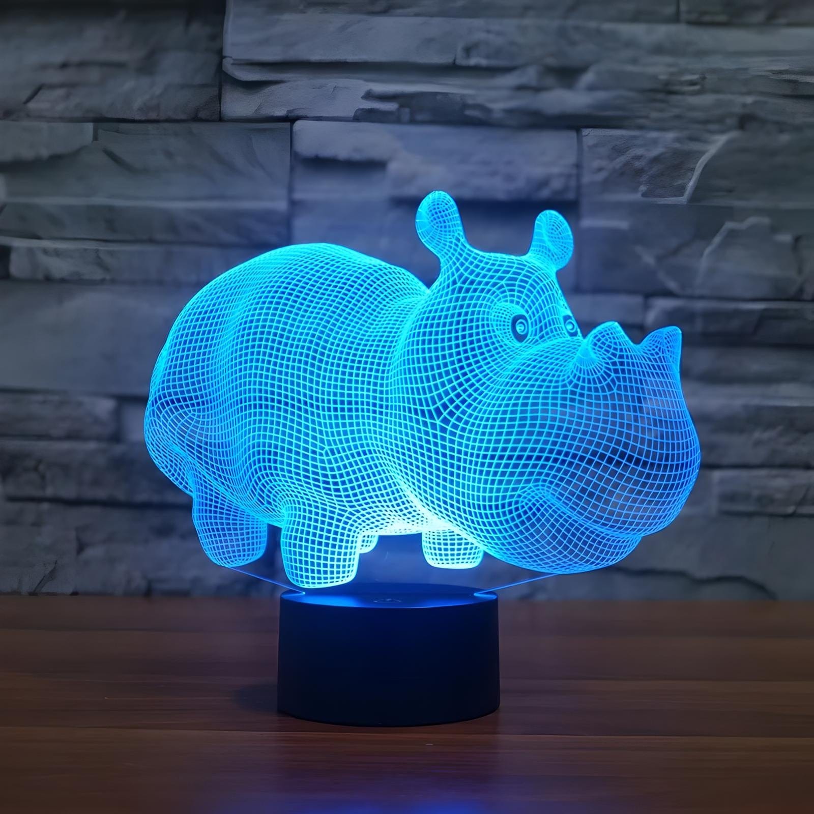 Veilleuse bébé hippopotame 3D pour enfant 