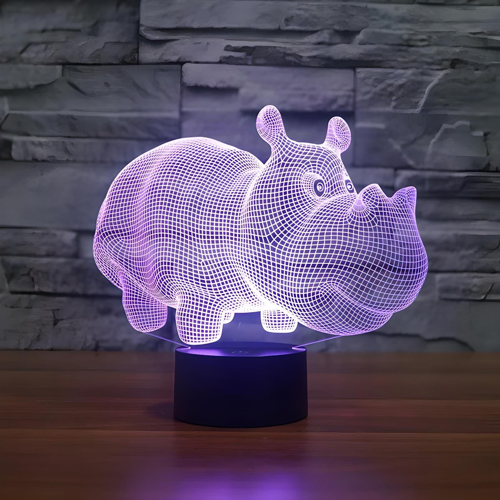 Veilleuse bébé hippopotame 3D pour enfant 