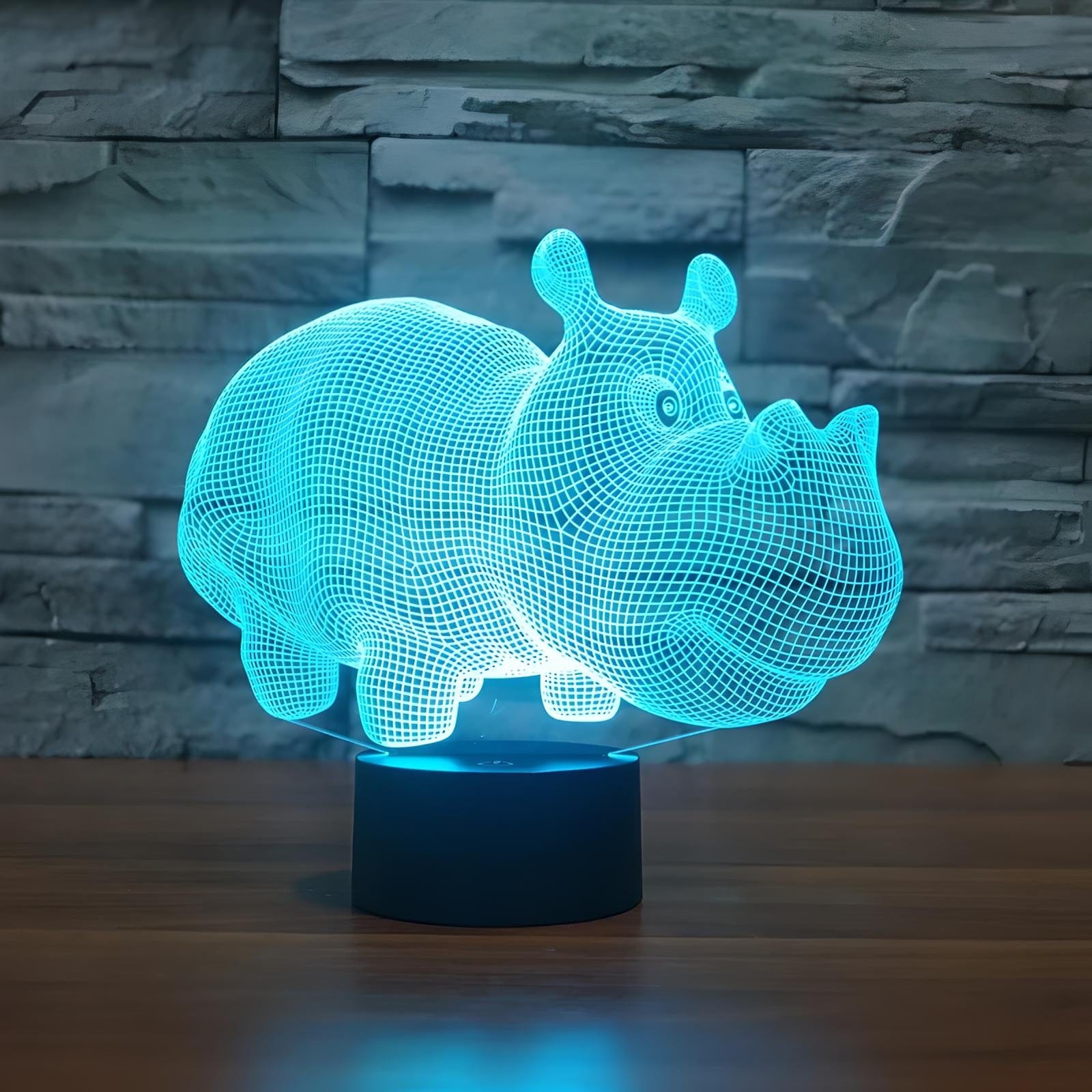 Veilleuse bébé hippopotame 3D pour enfant 