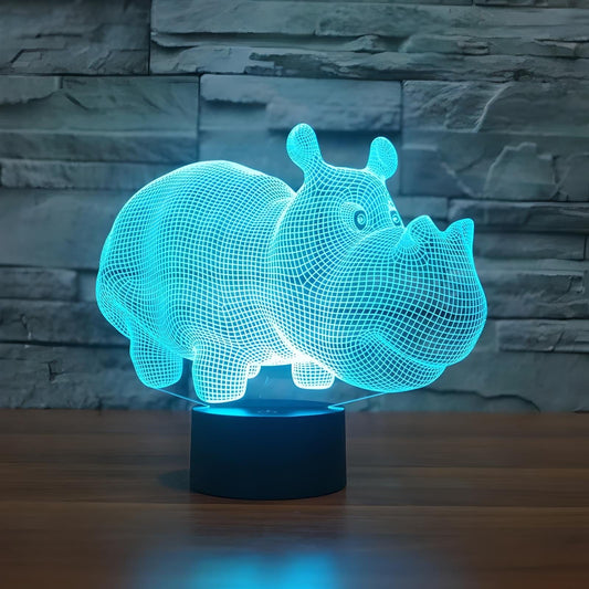 Veilleuse bébé hippopotame 3D pour enfant 
