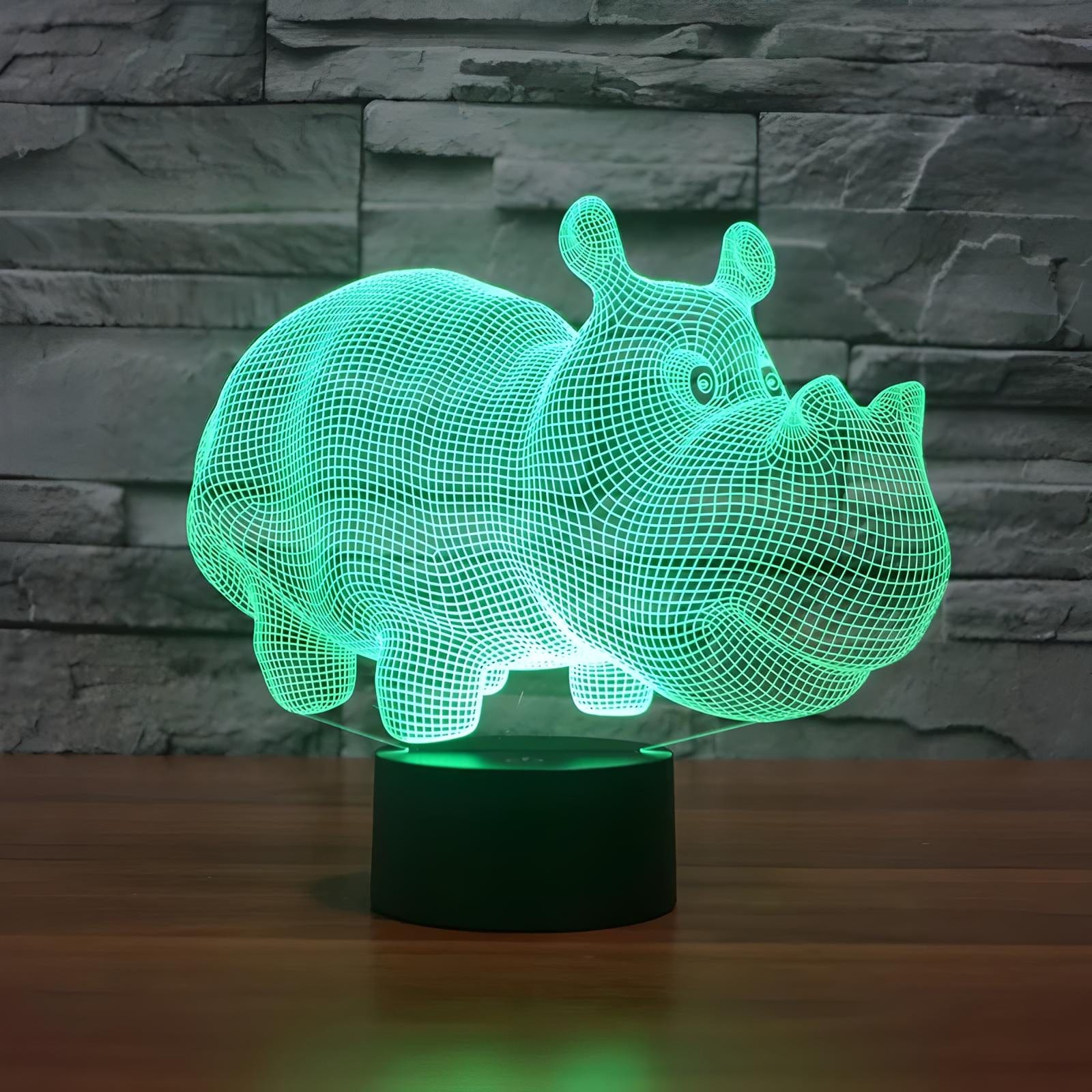 Veilleuse bébé hippopotame 3D pour enfant 