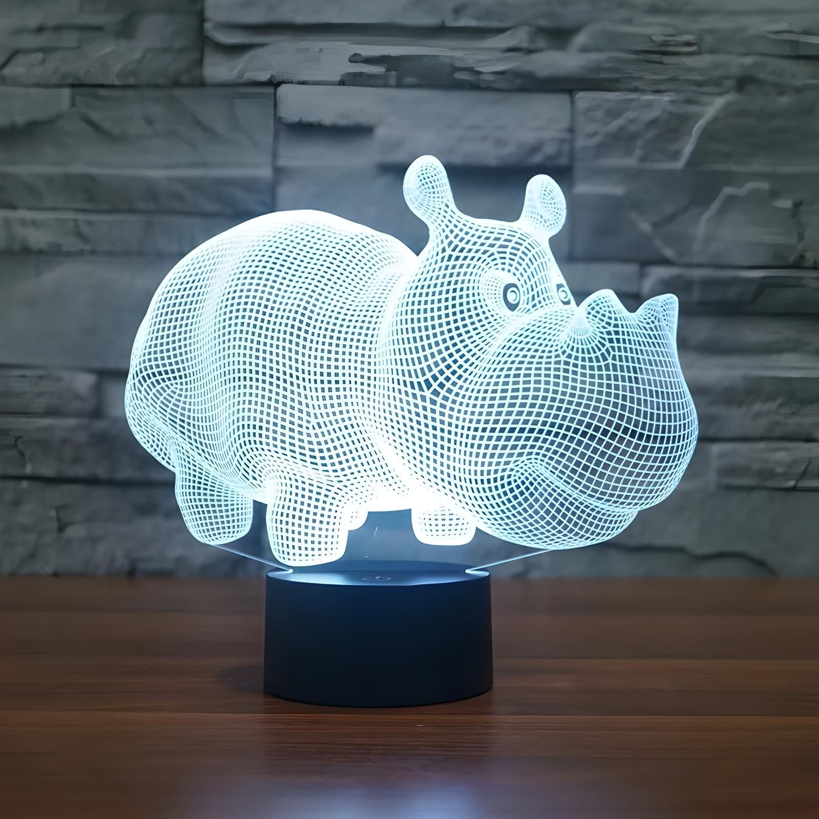 Veilleuse bébé hippopotame 3D pour enfant 