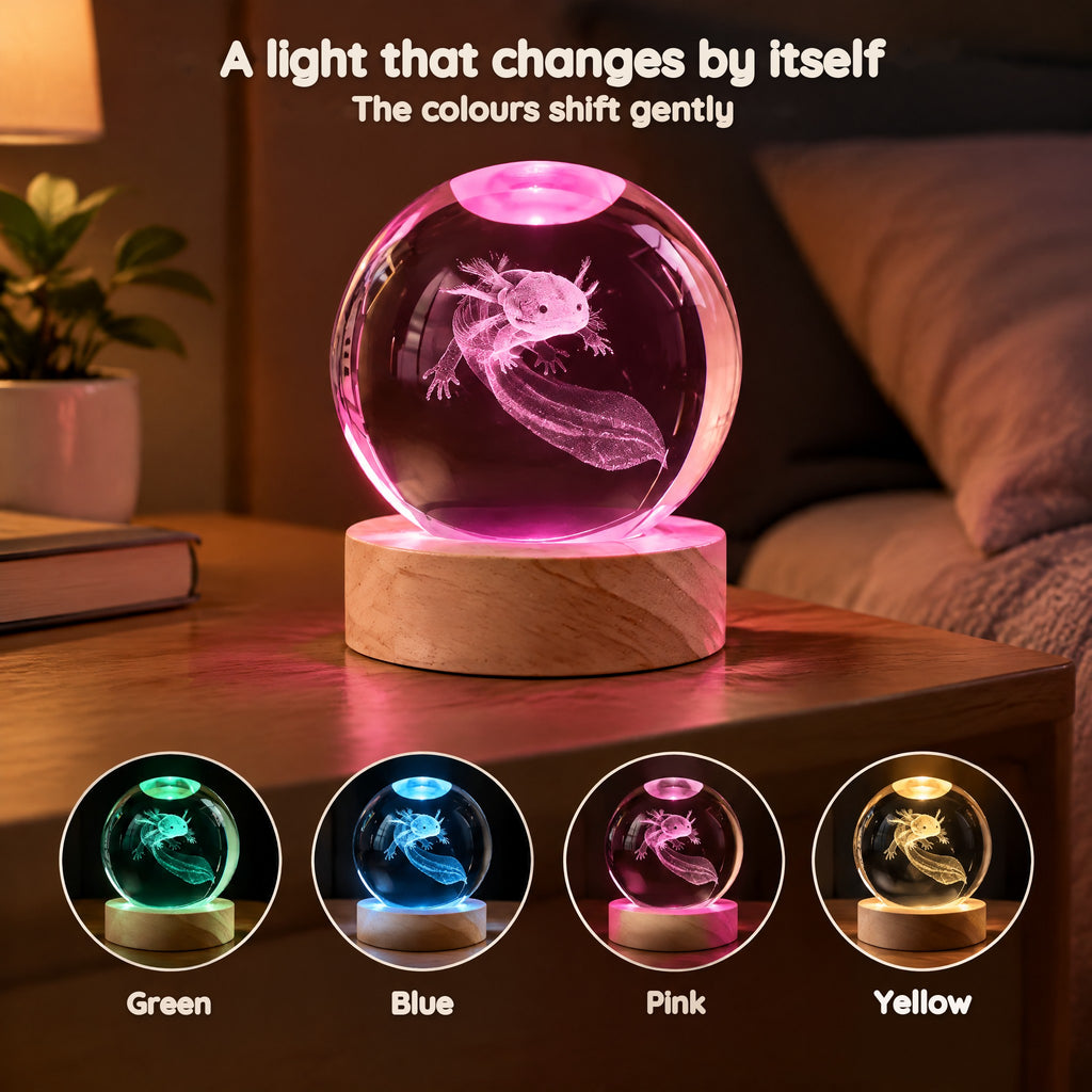 Axolotl Crystal Ball Night Light – A light that changes by itself
