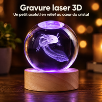 Lampka nocna kula kryształowa aksolotl – Grawer laserowy 3D