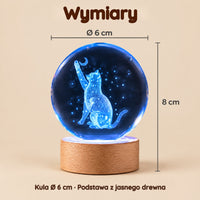 Lampka nocna kula kryształowa kot pod gwiazdami – Wymiary