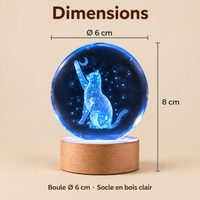 Luce Notturna Sfera di Cristallo Gatto sotto le Stelle – Dimensioni