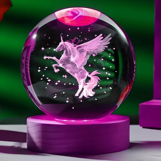 Veilleuse Boule de Cristal Licorne