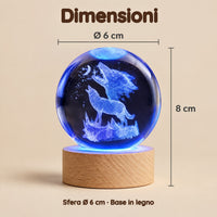 Luce Notturna Sfera di Cristallo Lupi che Ululano alla Luna – Dimensioni