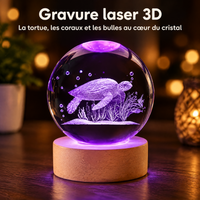 Lampka nocna kula kryształowa żółw morski z grawerem 3D – Grawer laserowy 3D