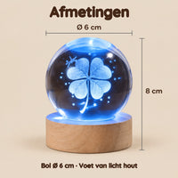 Nachtlampje kristallen bol klavertje vier met USB – Afmetingen