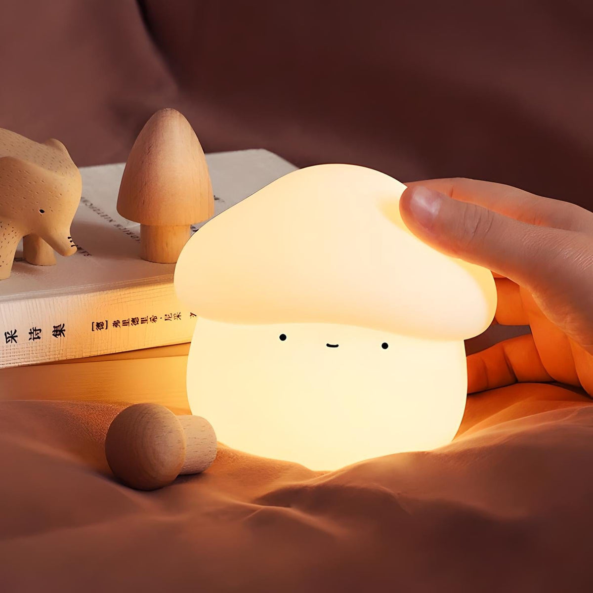 Veilleuse Champignon Blanc Neige en Silicone