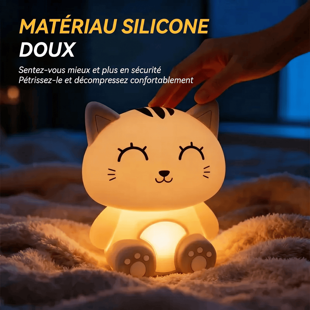 Veilleuse Chat Kawaii Rechargeable Multicolore