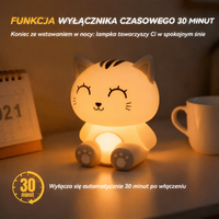 Ładowana wielokolorowa lampka nocna kot kawaii