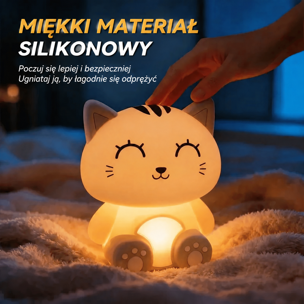 Ładowana wielokolorowa lampka nocna kot kawaii