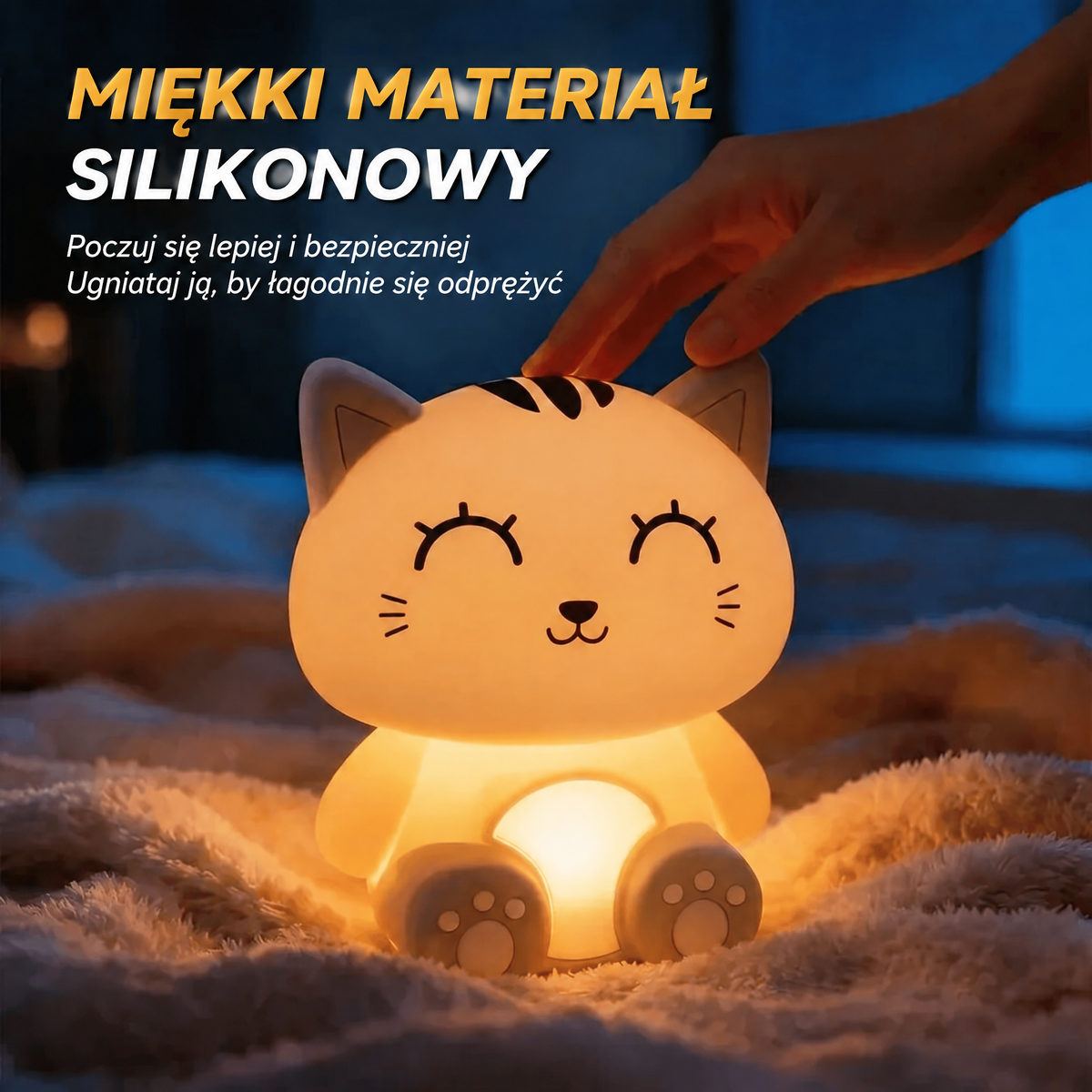 Ładowana wielokolorowa lampka nocna kot kawaii