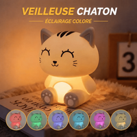 Veilleuse Chat Kawaii Rechargeable Multicolore