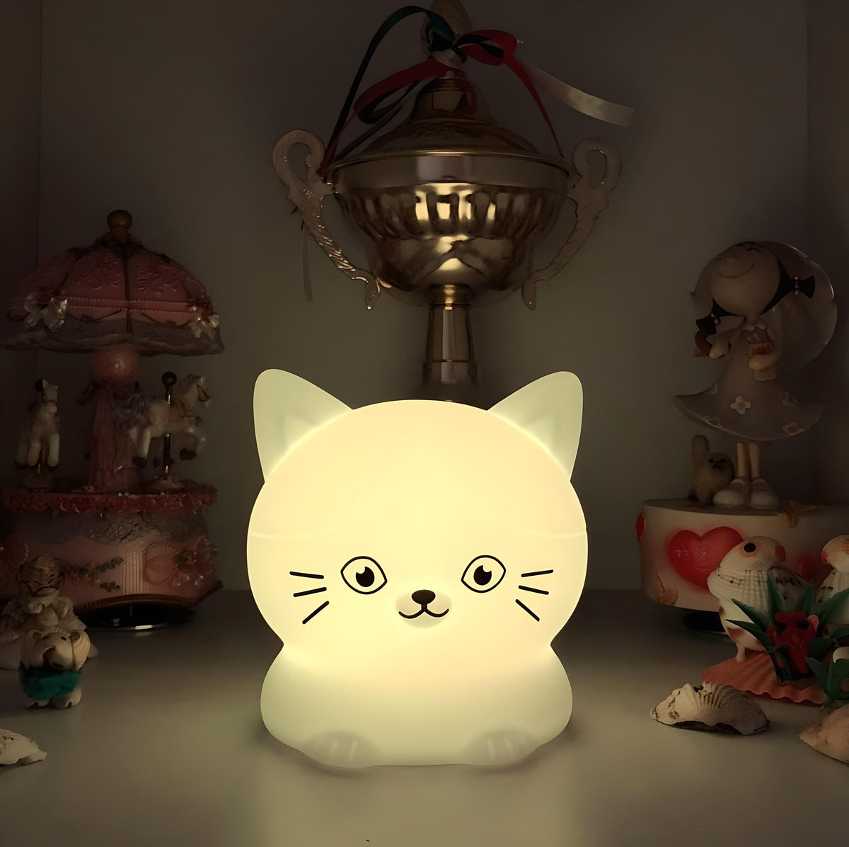 Veilleuse Chat Rose