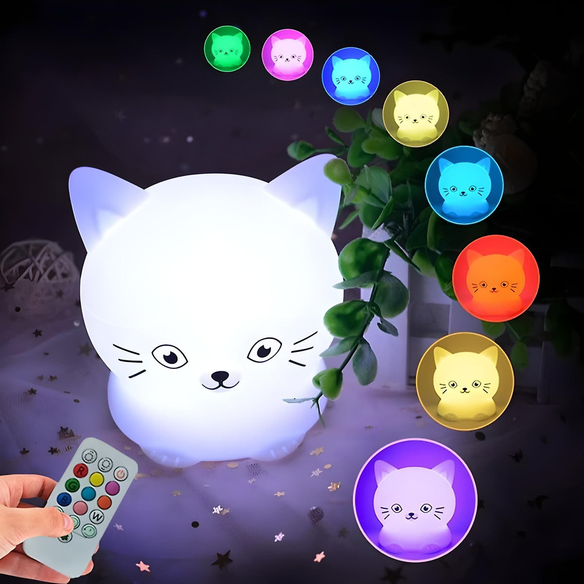 Veilleuse Chat Rose