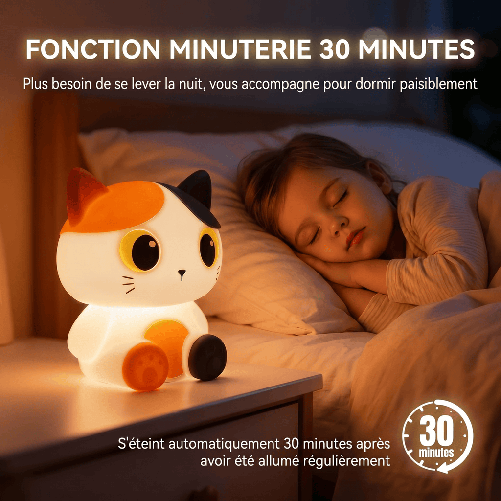 Veilleuse Chat Tactile et Rechargeable à Lumière Chaude