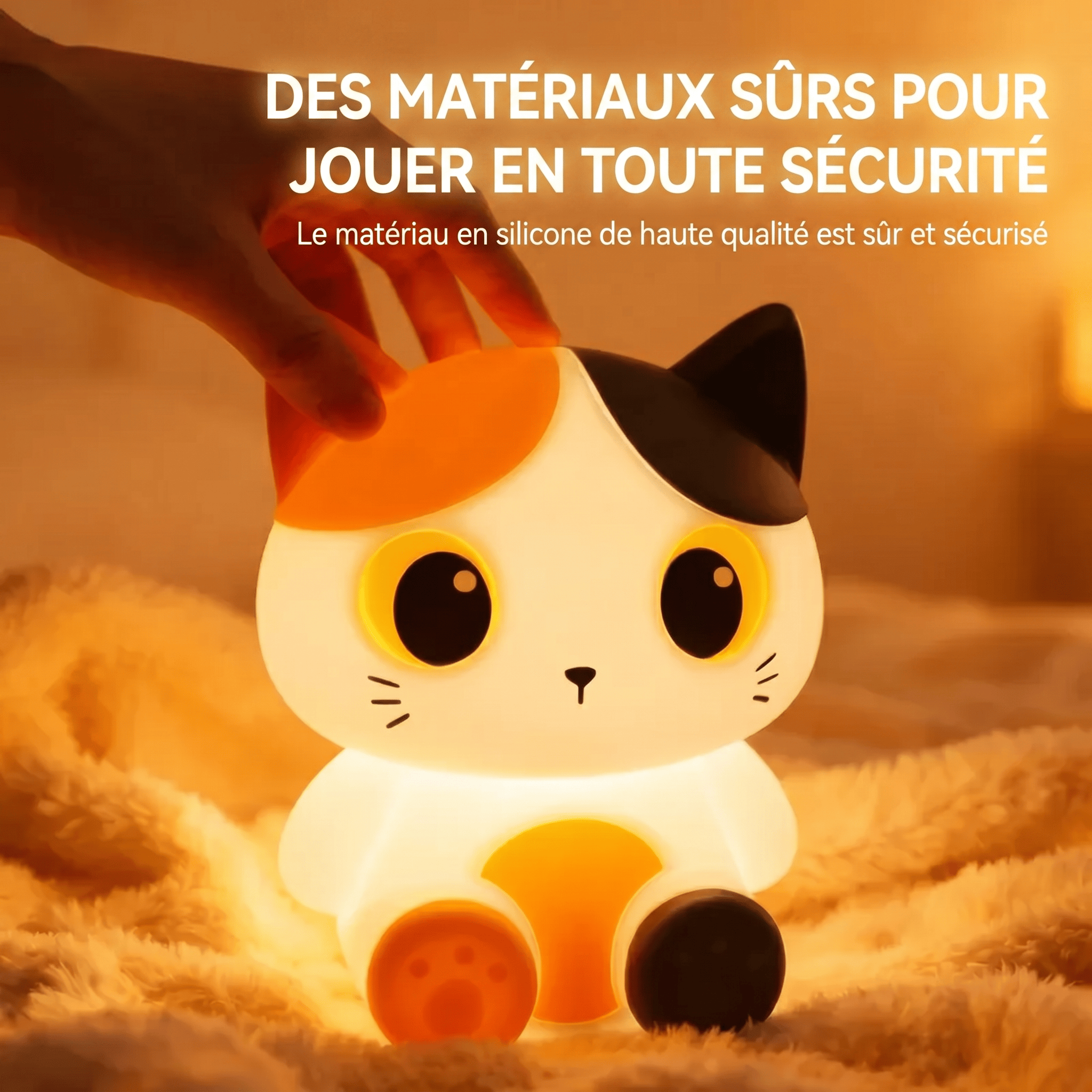Veilleuse Chat Tactile et Rechargeable à Lumière Chaude