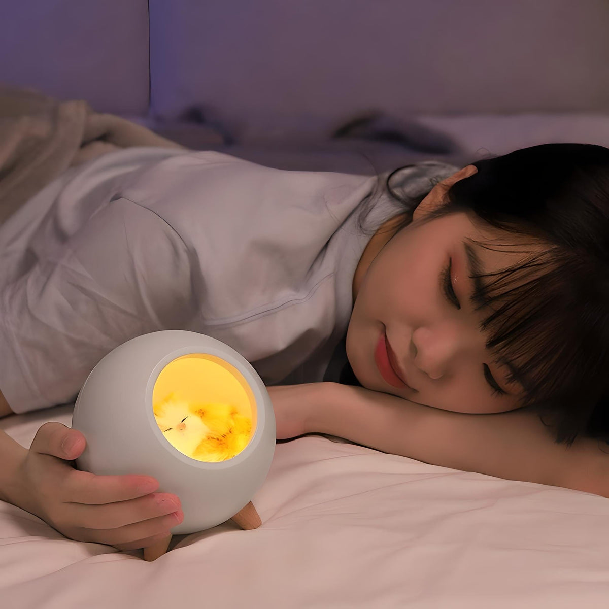Veilleuse Chaton Réaliste Sphère Rechargeable