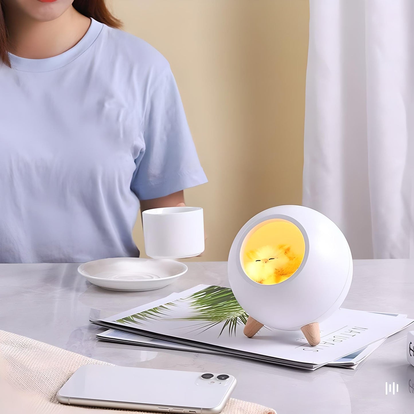 Veilleuse Chaton Réaliste Sphère Rechargeable