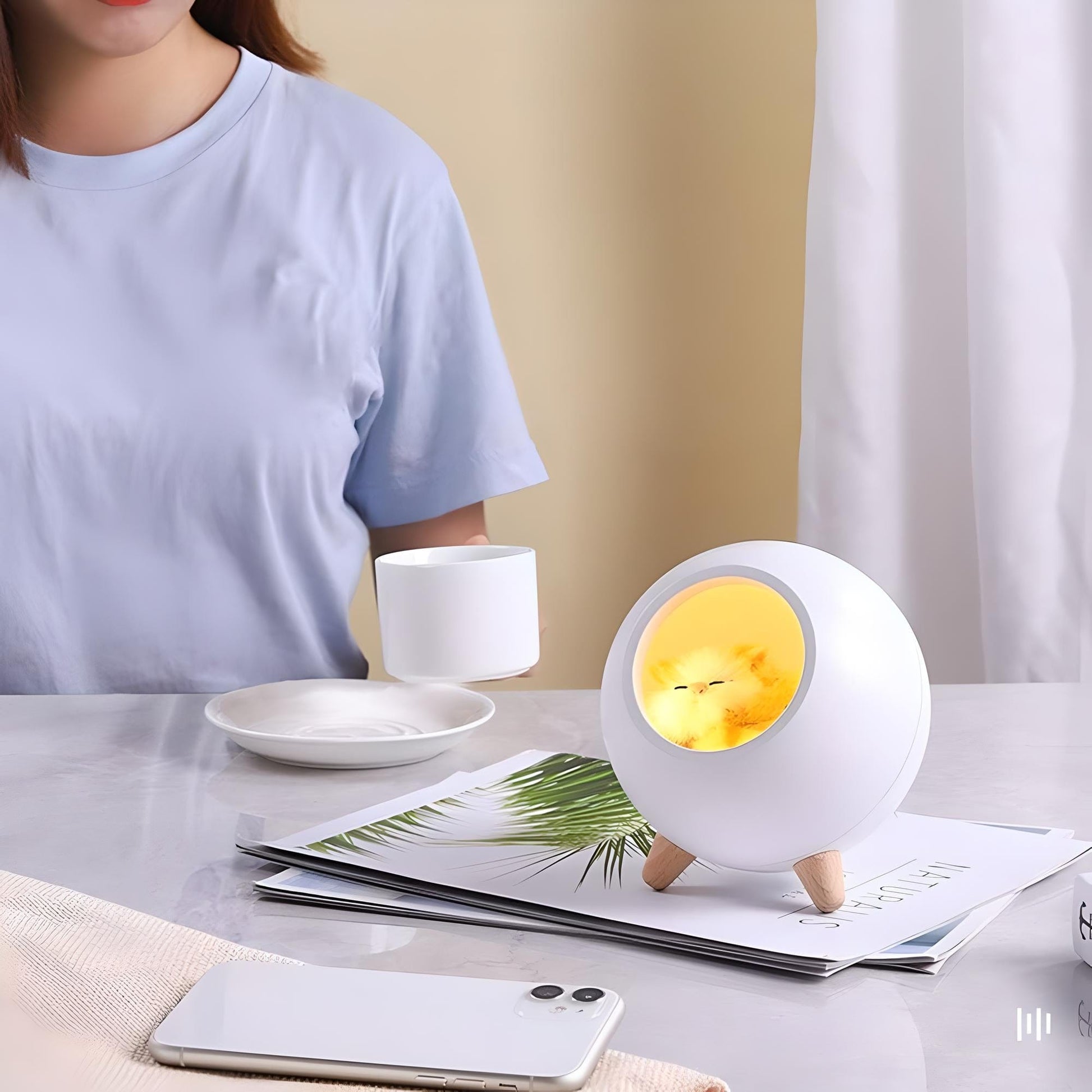 Veilleuse Chaton Réaliste Sphère Rechargeable