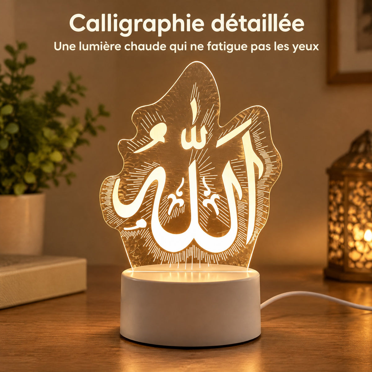 Veilleuse coranique à la calligraphie sacrée finement détaillée