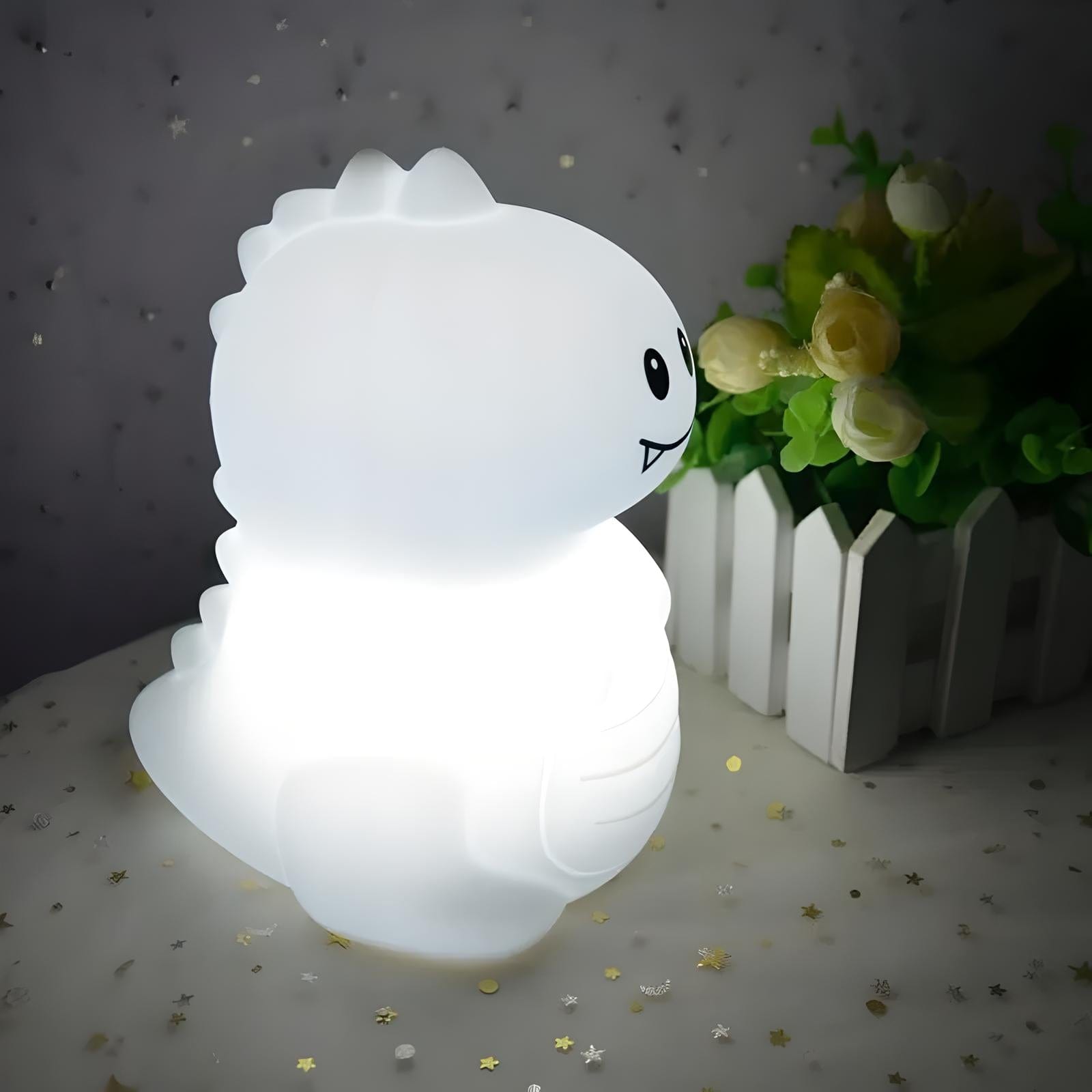 Veilleuse dinosaure blanc pour bébé et enfant 