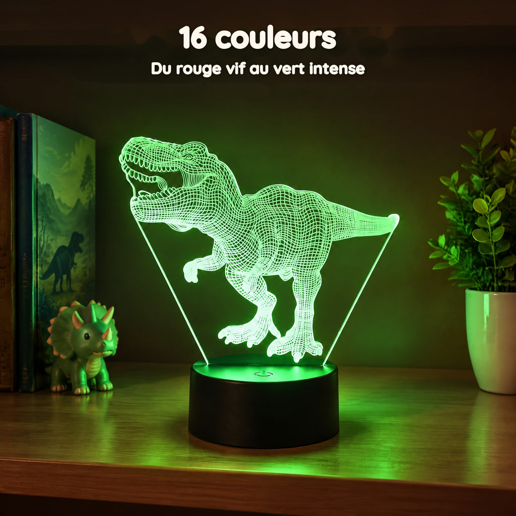 Veilleuse Dinosaure Tyrannosaure 3D – 16 couleurs