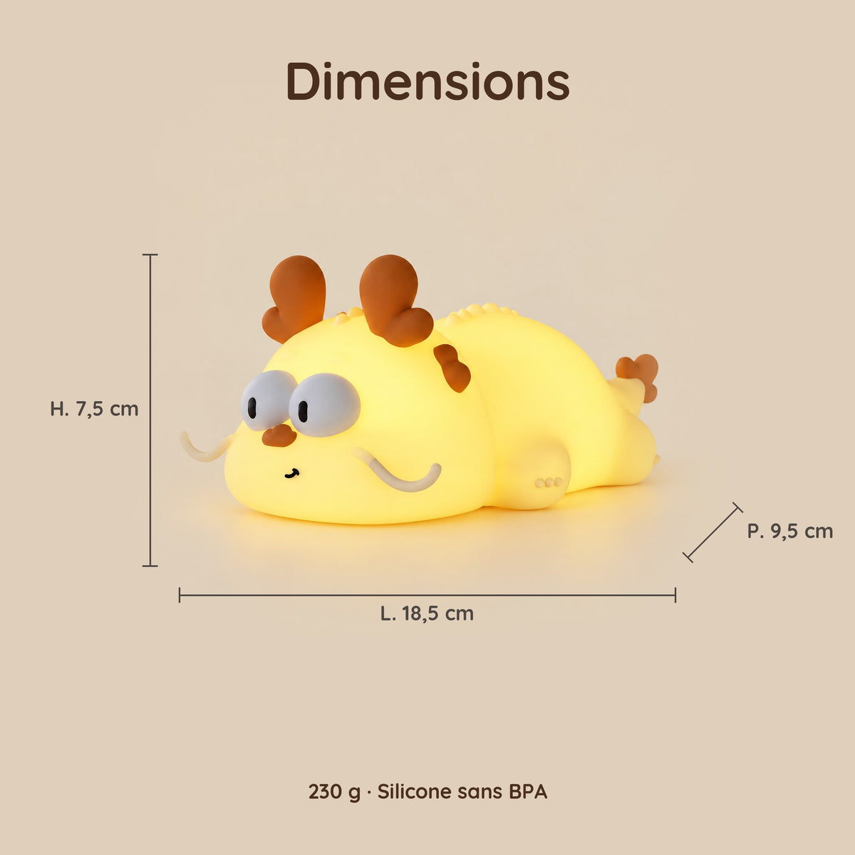 Dimensions – Veilleuse Dragon Chinois