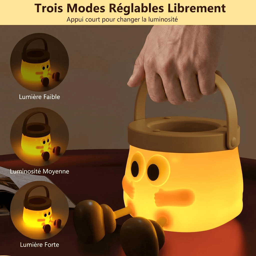 Veilleuse Enfant Portable Jaune avec Poignée