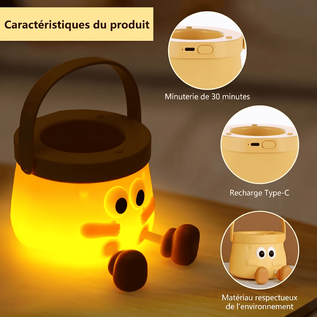 Veilleuse Enfant Portable Jaune avec Poignée
