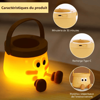 Veilleuse Enfant Portable Jaune avec Poignée