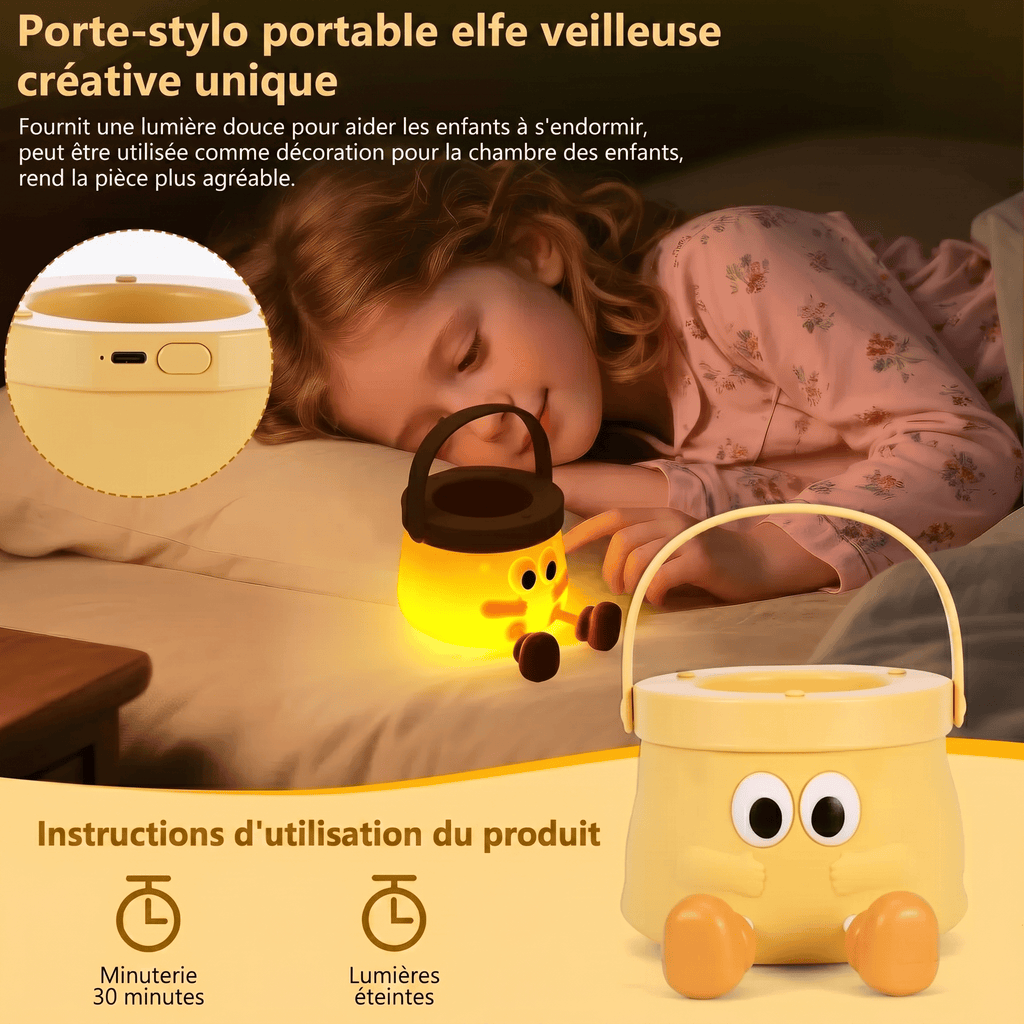 Veilleuse Enfant Portable Jaune avec Poignée