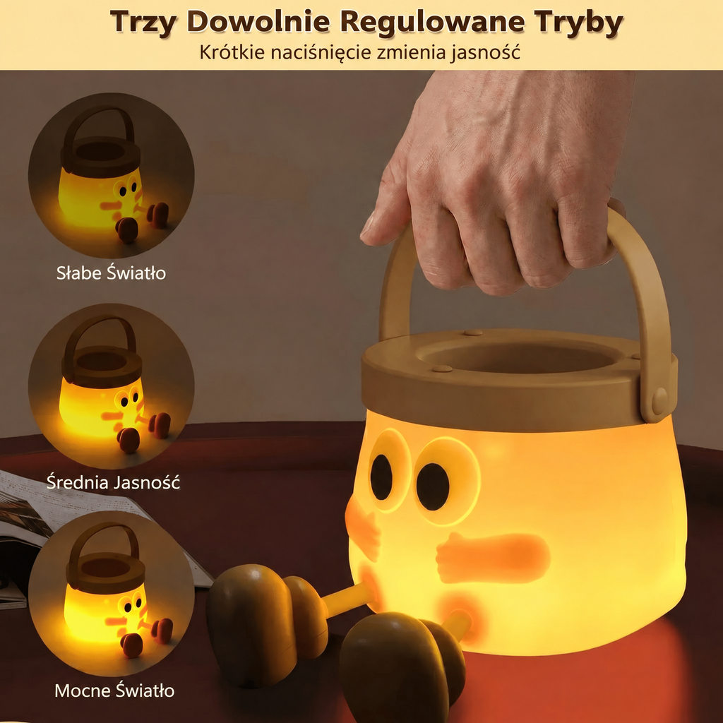 Przenośna żółta lampka nocna dla dzieci z uchwytem
