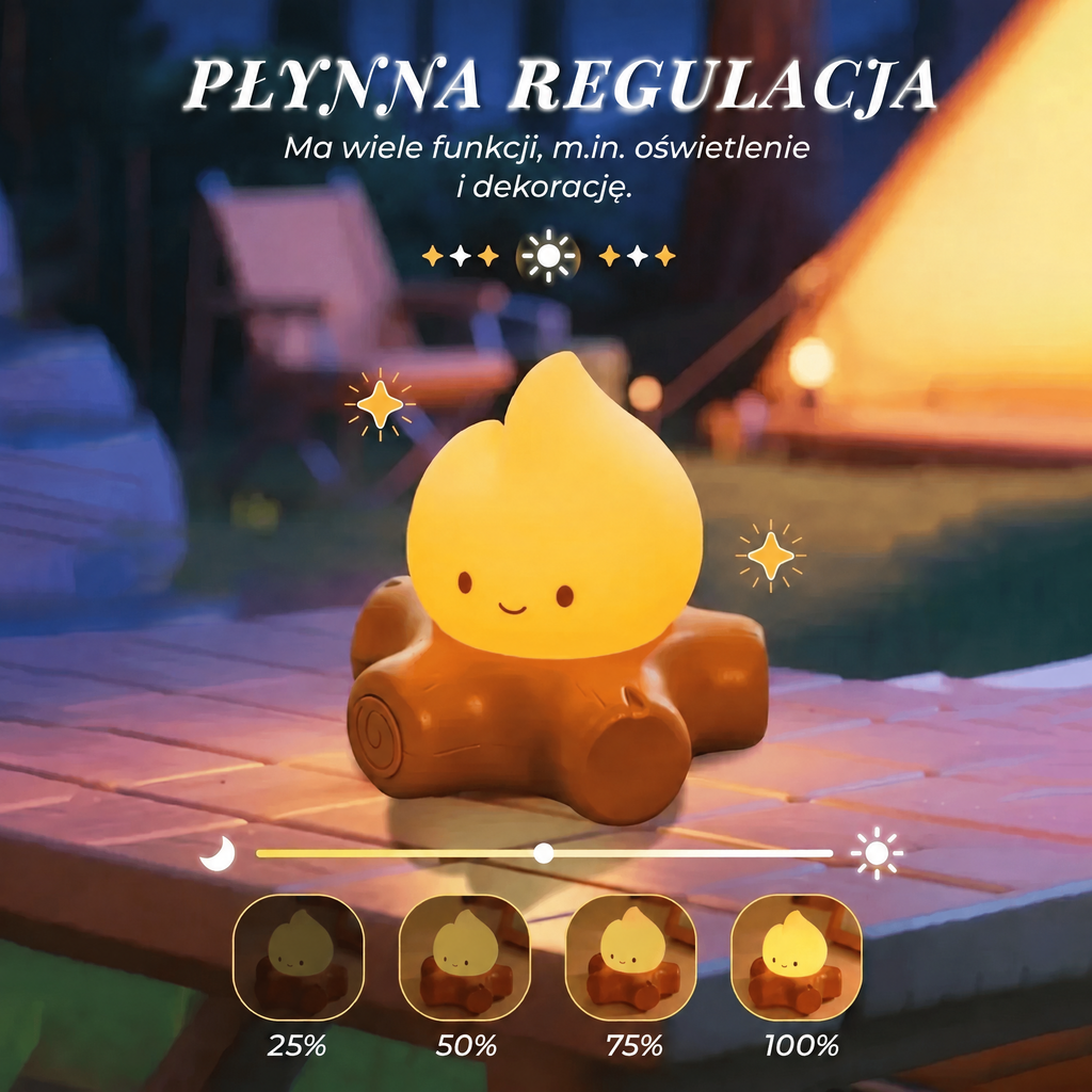 Lampka nocna ognisko z białym szumem