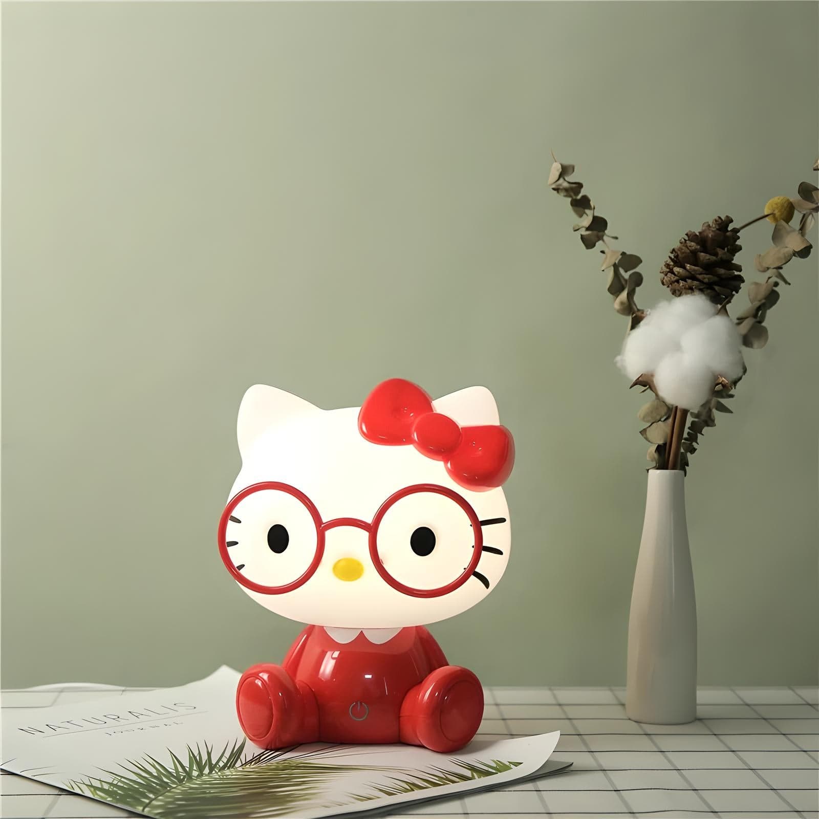 Veilleuse Hello Kitty rouge à lunettes 