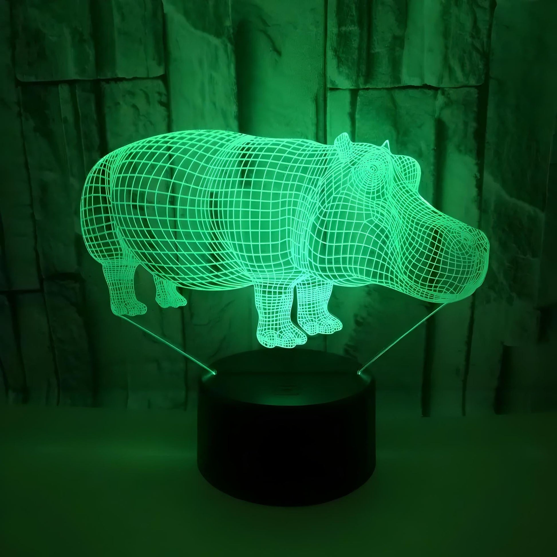 Veilleuse hippopotame 3D pour enfant 