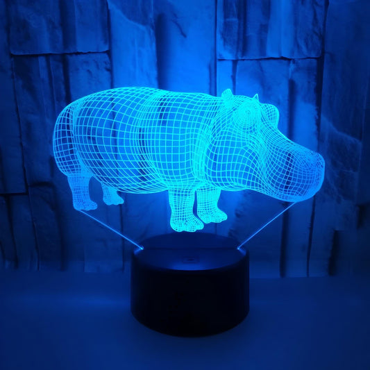 Veilleuse hippopotame 3D pour enfant 