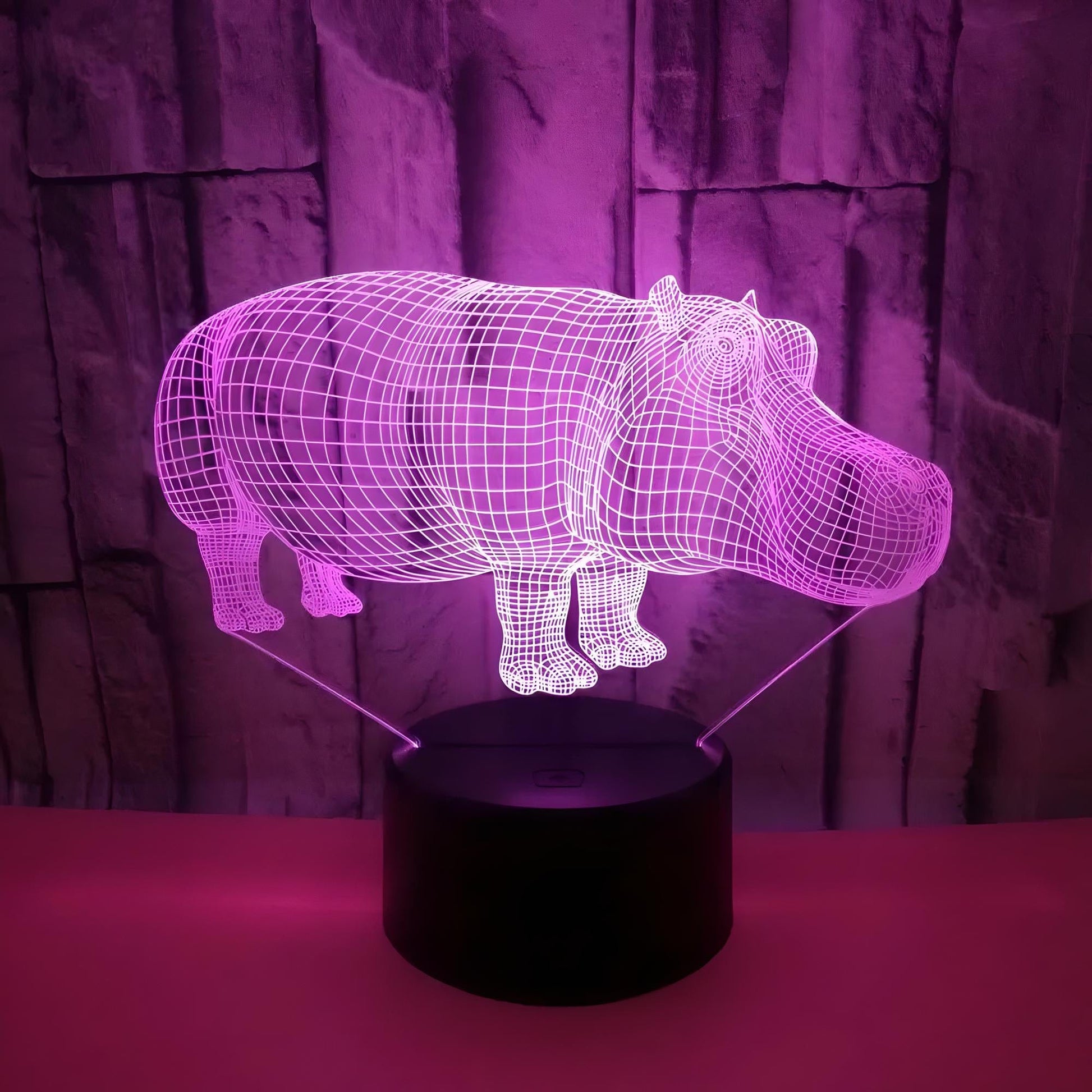 Veilleuse hippopotame 3D pour enfant 